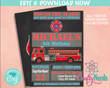 Firefighter Birthday Invitation, Fire Truck Invitation, Fireman Party | Editable Instant Download | Edit Online NOW Corjl | INSTANT ACCESS