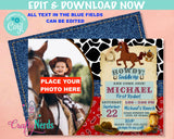 Rodeo Horse Cowboy Wild West Birthday Invitation With Photo, Western | Editable Instant Download | Edit Online NOW Corjl | INSTANT ACCESS