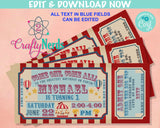 Carnival Ticket Birthday Invitation, Circus Party, Circus invitation | Editable Instant Download | Edit Online NOW Corjl | INSTANT ACCESS zs