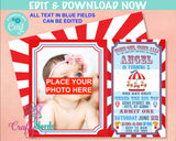 Carnival Ticket Birthday Invitation with photo, Circus invitation | Editable Instant Download | Edit Online NOW Corjl | INSTANT ACCESS