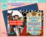 Cowboy Wild West Birthday Invitation With Photo, Western Party | Editable Instant Download | Edit Online NOW Corjl | INSTANT ACCESS