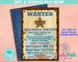 Wanted Cowboy Wild West Birthday Invitation With Photo, Western Party | Editable Instant Download | Edit Online NOW Corjl | INSTANT ACCESS