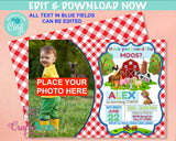 Barnyard Farm Birthday Invitation With Photo, Barnyard Party, Farm Theme| Editable Instant Download | Edit Online NOW Corjl | INSTANT ACCESS