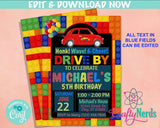 Drive By Building Blocks Birthday Invitation, Parade Blocks Invitation | Editable Instant Download | Edit Online NOW Corjl | INSTANT ACCESS