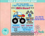 Monster Truck Party Birthday Invitation, Monster Truck Invitation | Editable Instant Download | Edit Online NOW Corjl | INSTANT ACCESS