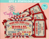 Carnival Ticket Birthday Invitation, Circus Party, Circus invitation | Editable Instant Download | Edit Online NOW Corjl | INSTANT ACCESS