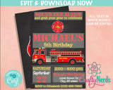 Firefighter Birthday Invitation, Fire Truck Invitation, Fireman Party | Editable Instant Download | Edit Online NOW Corjl | INSTANT ACCESS