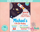 Space Party Birthday Invitation, Astronaut Party, Space Invitation | Editable Instant Download | Edit Online NOW Corjl | INSTANT ACCESS