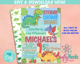 Dinosaur Birthday Party Invitation, Dinosaur Party, Dinosaur, Dino | Editable Instant Download | Edit Online NOW Corjl | INSTANT ACCESS