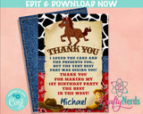 Rodeo Cowboy Birthday Thank You Card, Rodeo Birthday, Rodeo Party  | Editable Instant Download | Edit Online NOW Corjl | INSTANT ACCESS T1