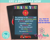 Firefighter Birthday Thank You Card, Firefighter Birthday Party | Editable Instant Download | Edit Online NOW Corjl | INSTANT ACCESS T1