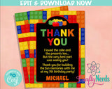 Building Blocks Birthday Thank You Card, Blocks Thank You Card | Editable Instant Download | Edit Online NOW Corjl | INSTANT ACCESS