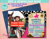 Cowgirl Rodeo Birthday Invitation With Photo, Western Party First Rodeo | Editable Instant Download | Edit Online NOW Corjl | INSTANT ACCESS