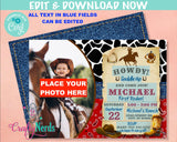 Cowboy Rodeo Birthday Invitation, Western Party, First Rodeo, Wild West | Editable Instant Download | Edit Online NOW Corjl | INSTANT ACCESS