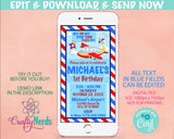 Airplane Ticket Birthday Electronic Invitation, First Birthday Evite | Editable Instant Download | Edit Online NOW Corjl | INSTANT ACCESS