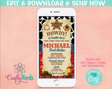 Cowboy Sheriff Rodeo Birthday Party Electronic Invitation, West Evite | Editable Instant Download | Edit Online NOW Corjl | INSTANT ACCESS