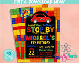 Stop By Building Blocks Birthday Invitation, Parade Blocks Invitation | Editable Instant Download | Edit Online NOW Corjl | INSTANT ACCESS