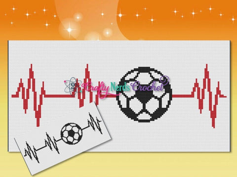 Soccer Love Pattern Graph With Mini C2C Written, Soccer Graphgan, Soccer Blanket, Volleyball Crochet Pattern, Soccer graph, Heartbeat