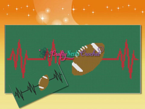 Football Love Pattern Graph With Mini C2C Written, Football Graphgan, Football Blanket, Football Crochet Pattern, Football graph, Heartbeat