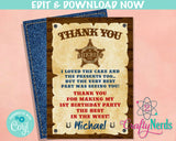 Cowboy Birthday Thank You Card, Cowboy Birthday, Cowboy Party  | Editable Instant Download | Edit Online NOW Corjl | INSTANT ACCESS T1