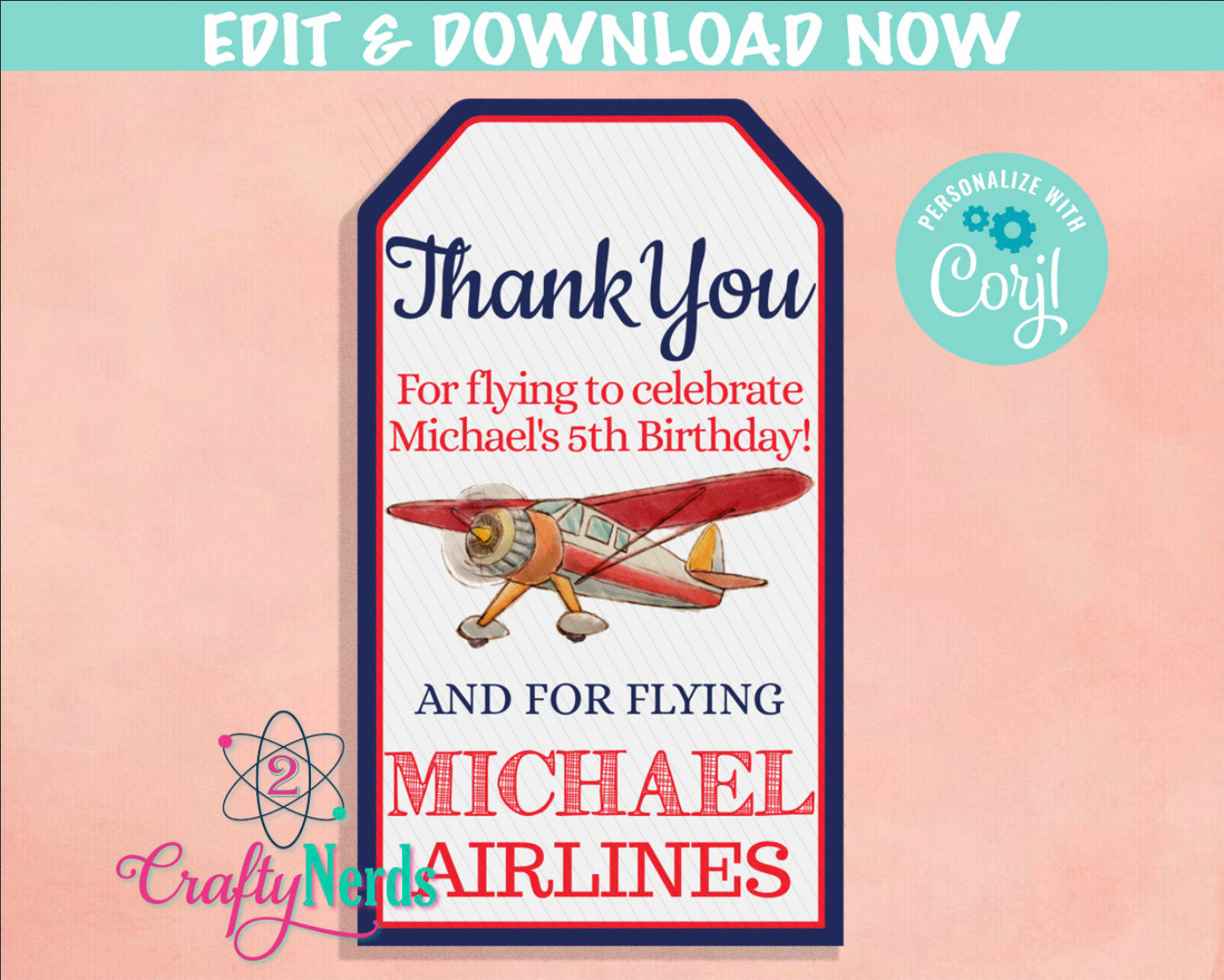 Airplane Ticket Birthday Invitation, Airplane Party, Plane invitation | Editable Instant Download | Edit Online NOW Corjl | INSTANT ACCESS
