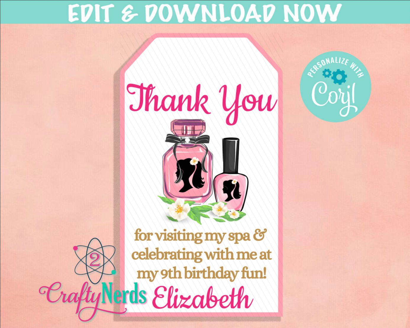 Spa Birthday Invitation, Spa Birthday Party, Spa Sleepover, Pastel | Editable Instant Download | Edit Online NOW Corjl | INSTANT ACCESS