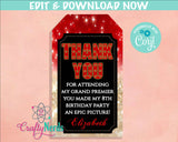 Movie Night Ticket Birthday Party Electronic Invitation, Movie Evite | Editable Instant Download | Edit Online NOW Corjl | INSTANT ACCESS