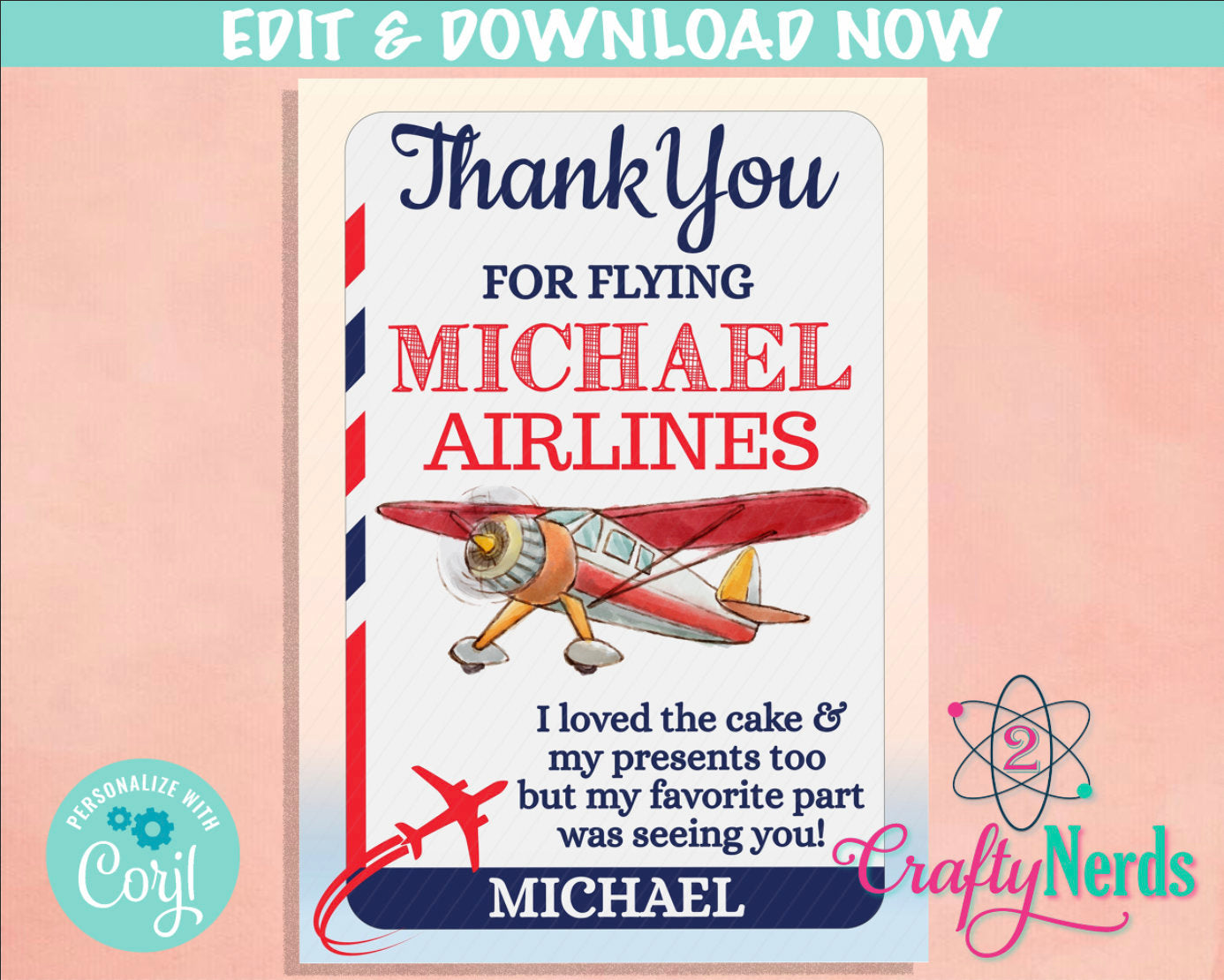 Airplane Ticket Birthday Invitation, Airplane Party, Plane invitation | Editable Instant Download | Edit Online NOW Corjl | INSTANT ACCESS