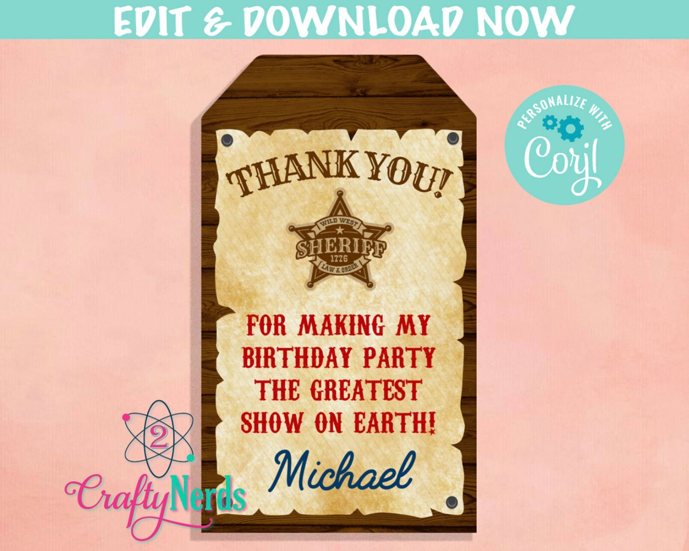 Wanted Cowboy Wild West Birthday Invitation With Photo, Western Party | Editable Instant Download | Edit Online NOW Corjl | INSTANT ACCESS
