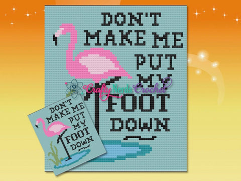 Don't Make me Put my Foot Down Pattern Graph With C2C Written, Flamingo Graphgan, Flamingo Blanket, Flamingo Crochet Pattern, Bird Pattern