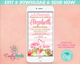 Lets Flaminagle Birthday Party Electronic Invitation, Flamingo Evite | Editable Instant Download | Edit Online NOW Corjl | INSTANT ACCESS