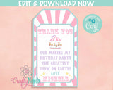 Carnival Ticket Birthday Invitation With Photo, Circus invitation Pastel | Editable Instant Download Edit Online NOW Corjl | INSTANT ACCESS