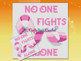 No One Fights Alone Breast Cancer Awareness Pattern Graph With C2C/MiniC2C Written, Breast Cancer Graphgan, Breast Cancer Pink Ribbon