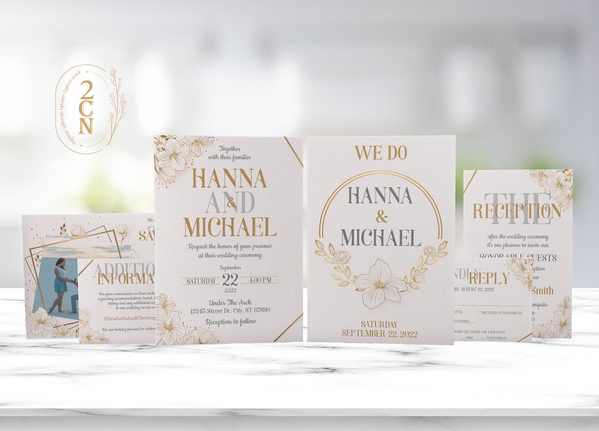 Wedding Invitation, Wedding Suite, Save the date, Wedding Invite 6Items | Editable Instant Download | Edit Online NOW Corjl | INSTANT ACCESS
