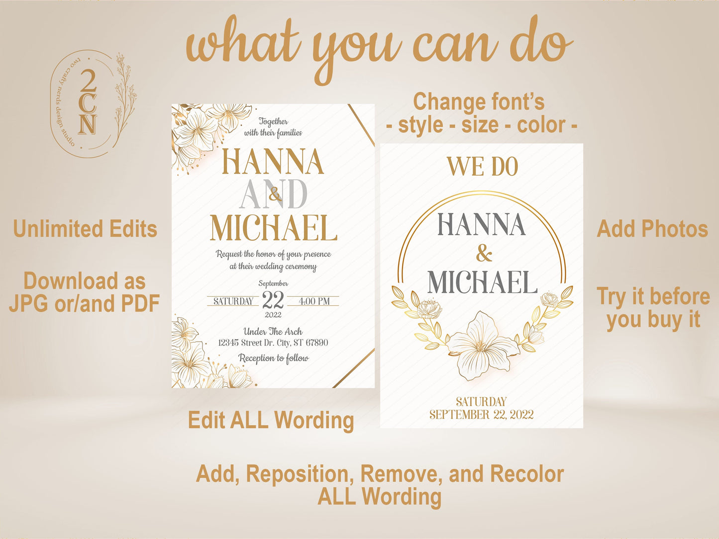 Wedding Invitation, Wedding Suite, Save the date, Wedding Invite 6Items | Editable Instant Download | Edit Online NOW Corjl | INSTANT ACCESS