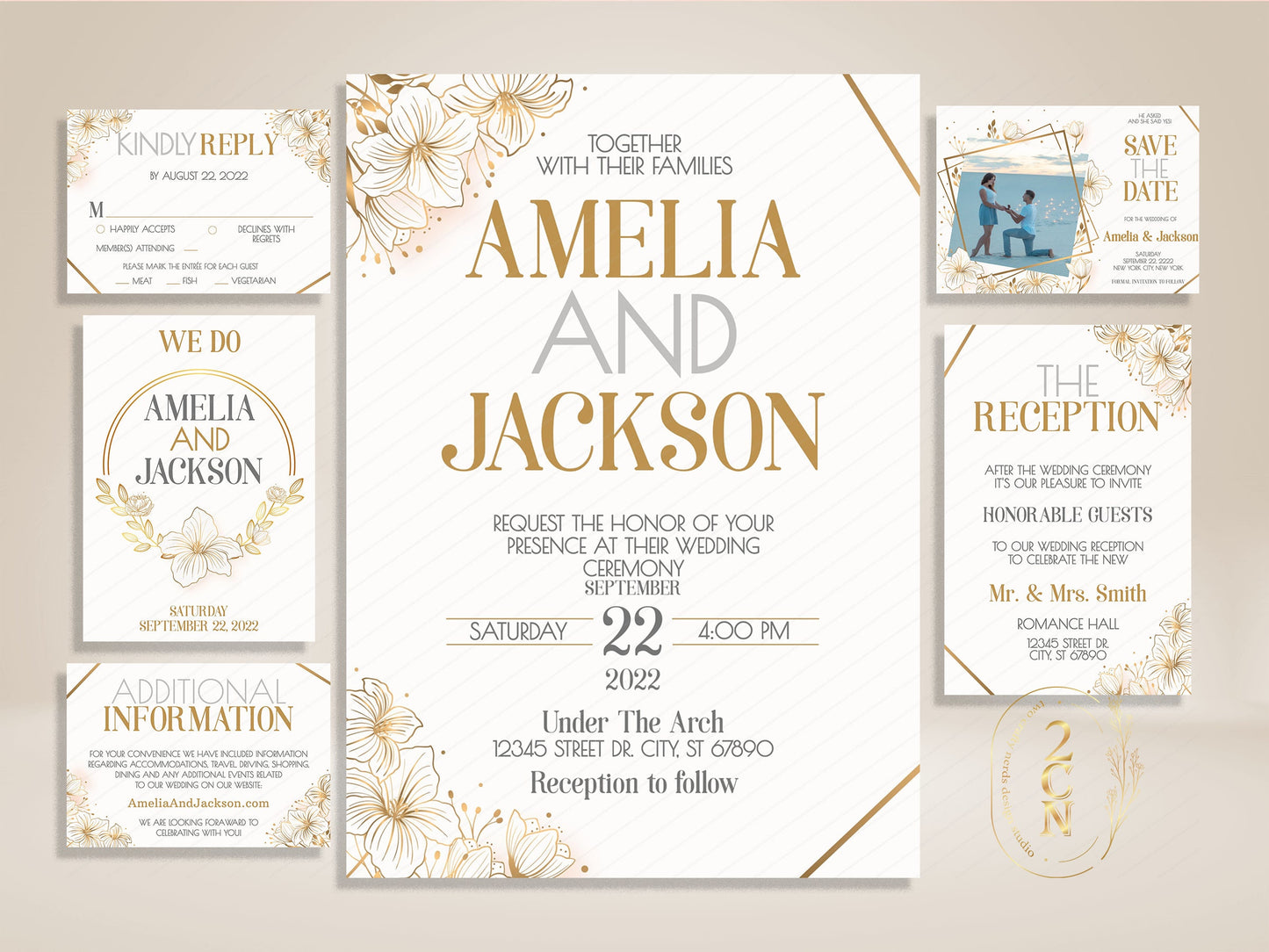 Wedding Invitation, Wedding Suite, Save the date, Wedding Invite 6Items | Editable Instant Download | Edit Online NOW Corjl | INSTANT ACCESS