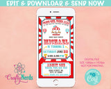 Circus Carnival Ticket Birthday Party Electronic Invitation, Evite | Editable Instant Download | Edit Online NOW Corjl | INSTANT ACCESS