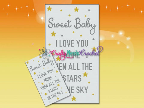 Sweet Baby I Love You Stars Graph With Single Crochet Written, Baby Blanket Graphgan, Baby Blanket, Baby Blanket Crochet Pattern graph