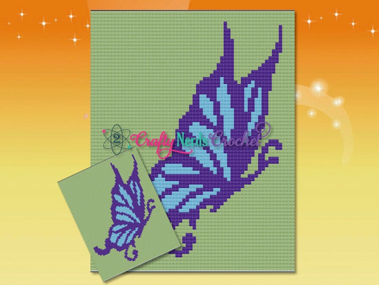 Butterfly Pattern Graph With C2C Written, Butterfly Graphgan, Butterfly Blanket, Butterfly Crochet Pattern, Butterfly Pattern