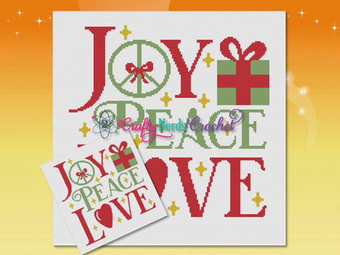 Joy Peace Love Christmas Graph With Single Crochet Written, Christmas Graphgan, Christmas Blanket, Christmas Present Crochet Pattern graph