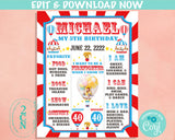 Carnival Circus Birthday Sign Birthday Board With Photo, Milestone Sign | Editable Instant Download | Edit Online NOW Corjl | INSTANT ACCESS