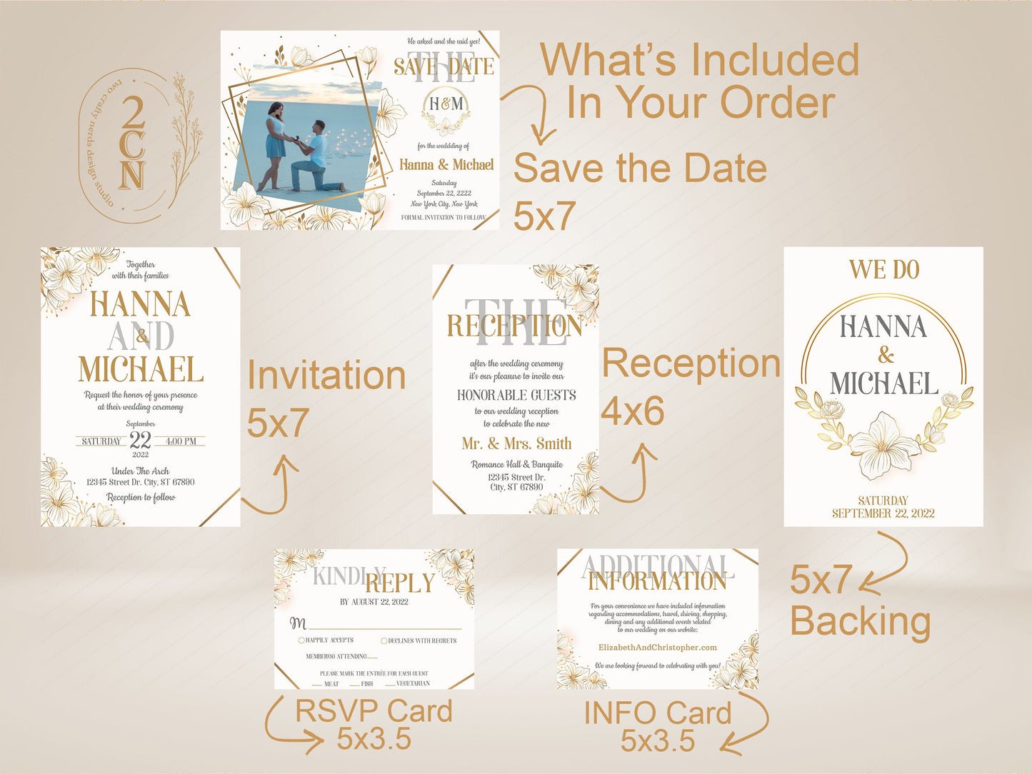 Wedding Invitation, Wedding Suite, Save the date, Wedding Invite 6Items | Editable Instant Download | Edit Online NOW Corjl | INSTANT ACCESS