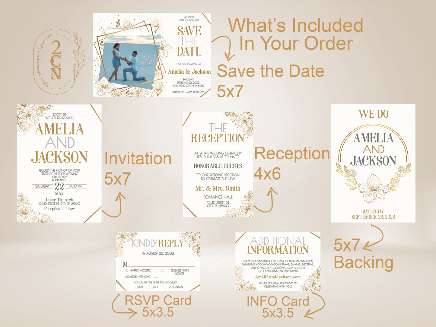 Wedding Invitation, Wedding Suite, Save the date, Wedding Invite 6Items | Editable Instant Download | Edit Online NOW Corjl | INSTANT ACCESS