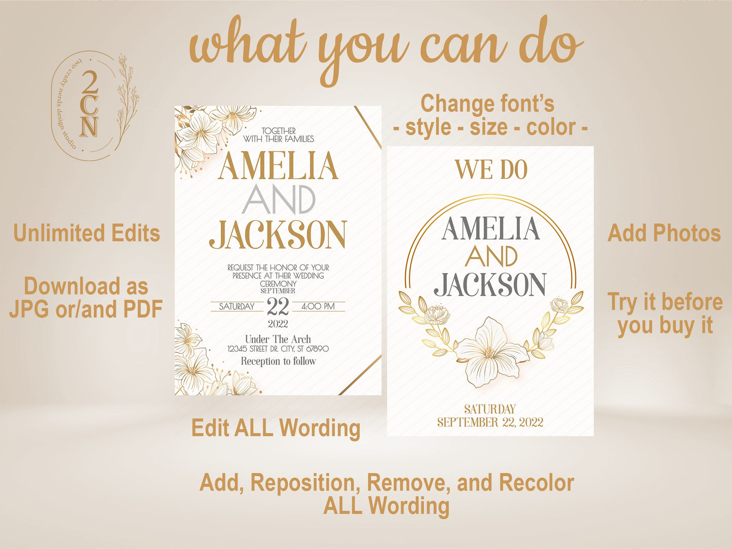 Wedding Invitation, Wedding Suite, Save the date, Wedding Invite 6Items | Editable Instant Download | Edit Online NOW Corjl | INSTANT ACCESS
