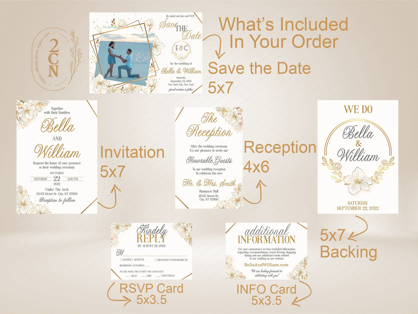 Wedding Invitation, Wedding Suite, Save the date, Wedding Invite 6Items | Editable Instant Download | Edit Online NOW Corjl | INSTANT ACCESS