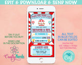 Circus Carnival Ticket Birthday Party Electronic Invitation, Evite | Editable Instant Download | Edit Online NOW Corjl | INSTANT ACCESS