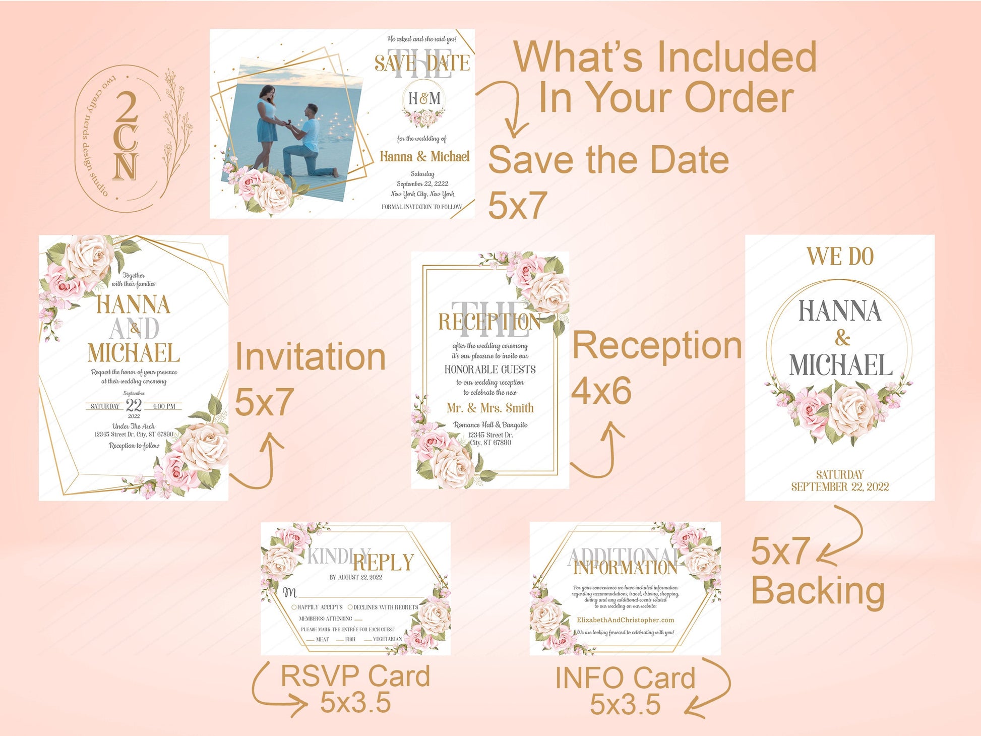 Wedding Invitation, Wedding Suite, Save the date, Wedding Invite 6Items | Editable Instant Download | Edit Online NOW Corjl | INSTANT ACCESS
