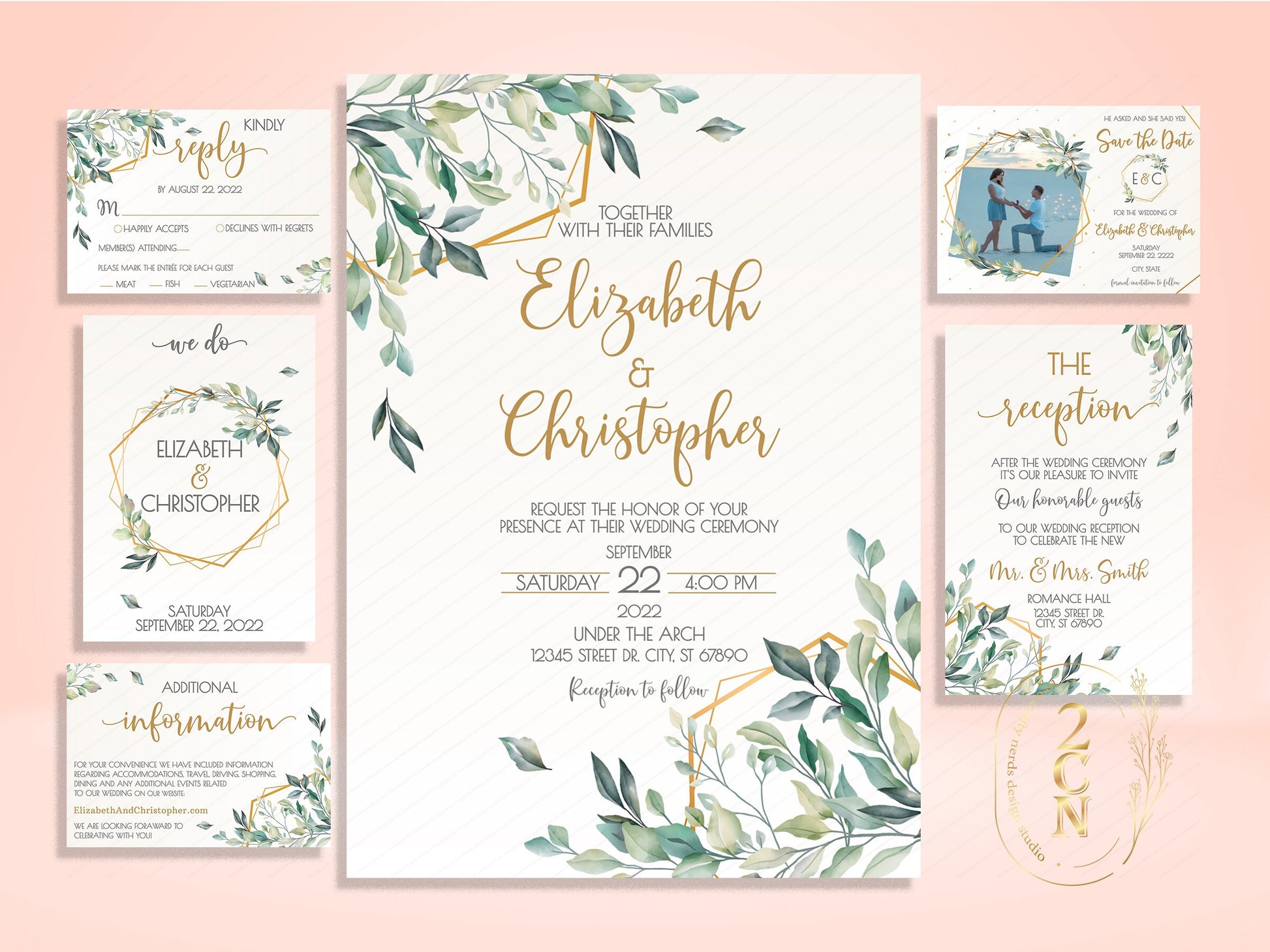 Wedding Invitation, Wedding Suite, Save the date, Wedding Invite 6Items | Editable Instant Download | Edit Online NOW Corjl | INSTANT ACCESS