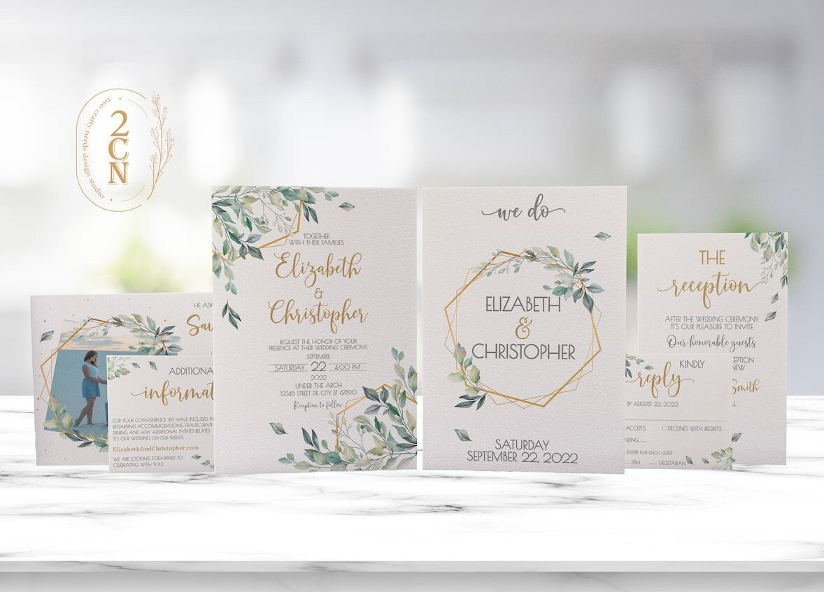 Wedding Invitation, Wedding Suite, Save the date, Wedding Invite 6Items | Editable Instant Download | Edit Online NOW Corjl | INSTANT ACCESS