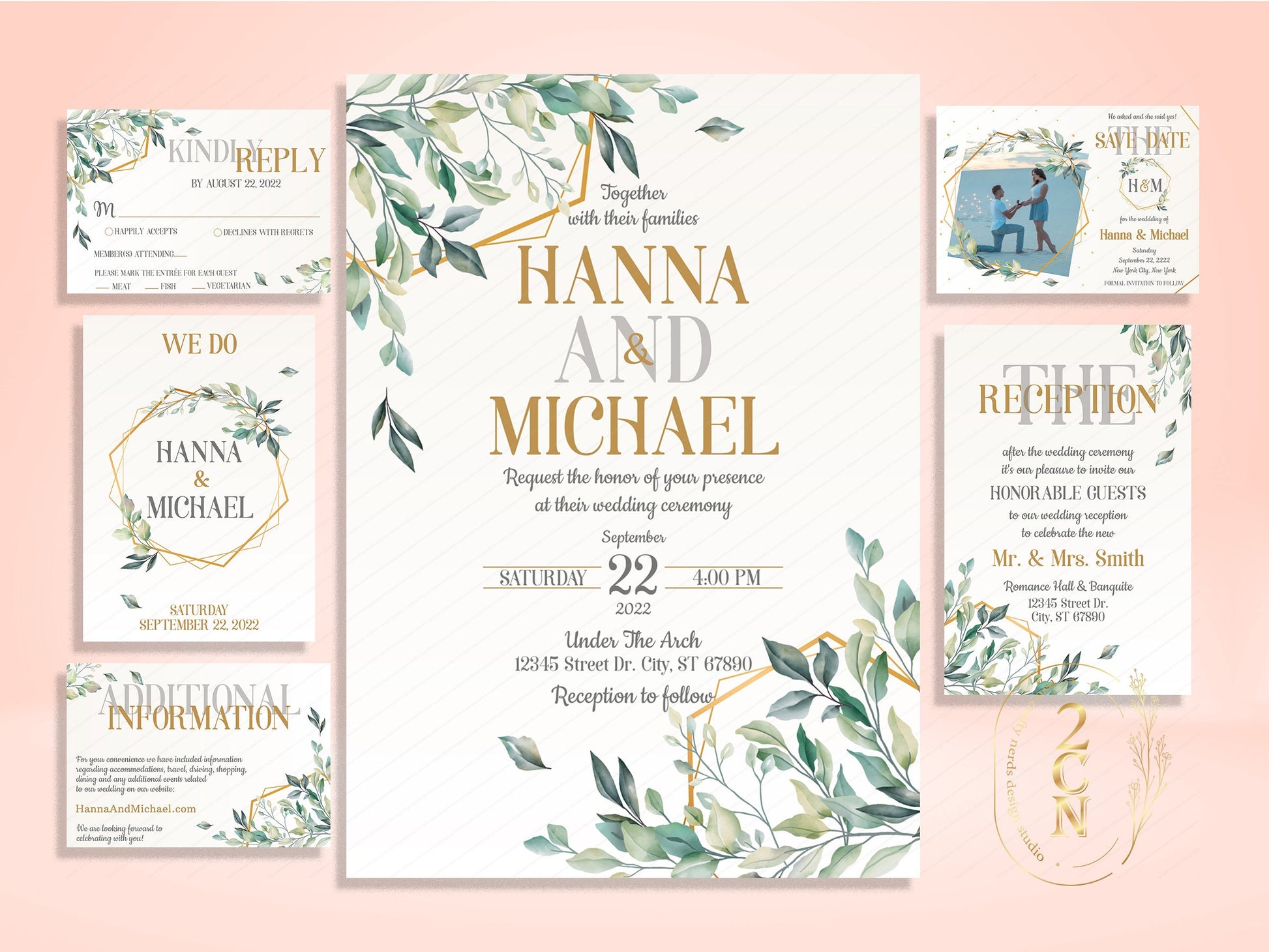 Wedding Invitation, Wedding Suite, Save the date, Wedding Invite 6Items | Editable Instant Download | Edit Online NOW Corjl | INSTANT ACCESS